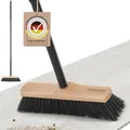 Hausfelder Besen mit Stiel, Haushaltsbesen & Zimmerbesen 30cm breit, Holz Kehrbesen mit weichen Borsten für Innen, Stubenbesen Indoor schwarz