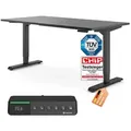 Ergotopia Schreibtisch Desktopia Pro X elektrisch höhenverstellbarer Schreibtisch, elektrisch verstellbarer Bürotisch inkl. edlem OLED-Display schwarz 180 cm