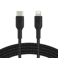 Belkin geflochtenes USB-C-/Lightning-Kabel (iPhone-Kabel zum Schnellladen für das iPhone 14 oder ältere Modelle) Boost Charge MFi-zertifiziertes iPhone USB-C-Kabel (2 m, Schwarz)