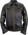 Herren Vintage Biker Motorrad Lederjacke Motorradjacke Rockerjacke Used Look(3XL)