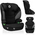 Lionelo Lars I-Size Autokindersitz ab 3 Jahre bis 12 Jahre, ab 12 kg bis 36 kg, (Set), i-Size / 12-36kg / 100-150 cm / Memory Foam - Schwarz Grau - Schwarz