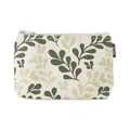 Kosmetiktasche groß - Kosmetik Organizer für Damen & Herren - Reise Kulturbeutel mit Muster - 100% Bio Baumwolle - Großes Hauptfach - GOTS, Grüner Punkt Zertifiziert (Greige/Green Leaf Print)