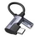 UGREEN USB C auf 3,5mm Klinke 90 Grad Winkel Adapter auf Klinke, USB C auf 3.5mm Kopfhörer Adapter mit DAC Chip kompatibel mit iphone17/17 air/17pro/17pro max, Galaxy S 25 Serie, iPad, Mac