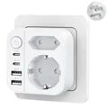 OUFUYU 6-in-1 USA Adapter Steckdose, Adapter USA Deutschland Stecker mit 2USB 2USB C, mit 2 Steckdosenadapter und Schalter, Reiseadapter Typ B, Wand Ladegerät für Amerika Kanada Thailand Mexiko