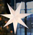 BRUBAKER 60 cm Papier Weihnachtsstern zum Aufhängen - LED Adventsstern für Weihnachtsdeko und Fenster - 3D Papierstern mit Timer-Funktion - Hängender Leuchtstern - Weiß