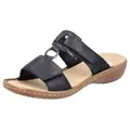 Rieker Pantolette, Keilabsatz, Sommerschuh, Schlappen mit Schmuckring schwarz 38 EU