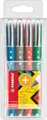 STABILO Tintenroller worker+ colorful 4er Pack grün rot blau schwarz 0,5mm Med