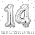 Geburtstag zahlen luftballon 14 jahre | Folienballon Sliber Folienballon in 4...