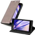 Cadorabo Hülle für Sony Xperia M2 / M2 AQUA Schutz Hülle in Braun Handyhülle Etui Case Cover Magnetverschluss