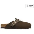Birkenstock für Damen. 1031716 Leder-Clogs Boston Braided (Schmale Passform) dunkelbraun (38), Wohnung, Keine, Lässig