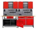 Ondis24 Werkstatt Set 240 cm Werkbank Metall Werkzeugschrank Lochwand Haken rot