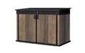Keter Signature horizontaler Gartenschuppen, wetterfest, 2020 L Stauraum, abschließbar, mit Gasdruckfedern, Walnuss-Optik, 190,5 x 109,3 x 132,5 cm