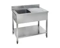GastroHero Arbeitstisch Spültisch 120x70 cm - Edelstahl mit Becken - Gastro - Spüle