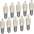 Erzgebirgslicht - AUSWAHL - 10 Stück LED Filament Topkerze 12 V 0,2 W für INNEN, für 20 Brennstellen E10 Riffelkerze Ersatzbirne Glühbirne Glü...