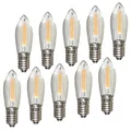 Erzgebirgslicht - AUSWAHL - 10 Stück LED Filament Topkerze 12 V 0,2 W für INNEN, für 20 Brennstellen E10 Riffelkerze Ersatzbirne Glühbirne Glühlämpchen für Lichterketten Pyramide Schwibbogen