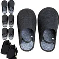 ONVAYA® Handwerkerpantoffel mit Gummiband im Beutel | ABS-Sohle | Museumpantoffel | Überschuh | Gästepantoffel | Schlosspantoffel | Schutzschuh | Filzüberschuhe (4er Set)