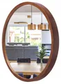 STOLARNIA PIKA Wandspiegel mit Holzrahmen (47 cm) - Spiegel Rund Holz Nussbaum - Runder Badspiegel für Badezimmer, Flur, Wohnzimmer, Schlafzimmer