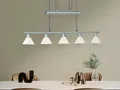 Trio Jojo-Balkenpendel,Deckenleuchte, E14, L.: 102cm, Nickel matt, Glas opal mattweiß