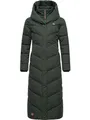 Ragwear Damen Wintermantel warmer Steppmantel extralang mit Kapuze Natalka Extralong Intl Dark Green Gr. M