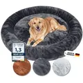 Wahre Tierliebe Tierbett - Orthopädisches Hundebett Deluxe, Deutschlands Original, waschbar, Verschiedene Größen und Farben, extra flauschig grau 120 cm