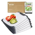 Exitoso Frühstücksbrettchen 6er Set mit Saftrille & Griff aus Kunststoff | Rutschfestes & spülmaschinenfestes Schneidebrett | Antibakterielles Brettchen Set | BPA-Frei & beidseitig verwendbar