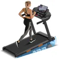 UMAY Laufband Für Zuhause Klappbar 12km/h, Laufbänder 2,5PS/1800W mit Herzfrequenzmonitor, Treadmill for Home mit 12 Trainingsprogrammen und effektives Dämpfungssystem