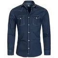 Rock Creek Jeanshemd Herren Jeanshemd Dunkelblau H-200A blau 4XL