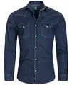 Rock Creek Herren Jeans Hemd Herrenhemd Denim Jeanshemd Vintage mit druckknöpfen Regular Fit Stehkragen Kentkragen Langarm Männer H-200 Dunkelblau 4XL