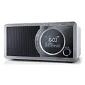 SHARP DR-450(GR) Digitalradio mit DAB/DAB+/UKW, Bluetooth 4.2, 20 Senderspeichern, Wecker & Schlummerfunktion, Holzgehäuse und LCD-Display – in Grau