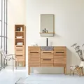 Waschtisch aus Teakholz mit Marmor Waschbecken 125 Slats