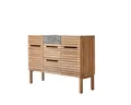 Tikamoon Waschtisch Waschtisch aus Teakholz mit Marmor Waschbecken 125 Slats