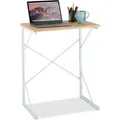 Relaxdays Schreibtisch MDF Metall Weiß Platzsparend 75 cm x 60 cm x 40 cm 4 kg