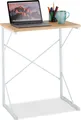 Relaxdays Schreibtisch, kleiner Büro Tisch, Mini Computertisch, HBT: 75x60x40 cm, Arbeitstisch, MDF & Eisen, weiß/braun
