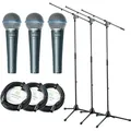 Shure Beta 58A Mikrofon 3x3 Set+ Ständer+ Kabel 3 Mikrofone