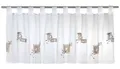Elbersdrucke Bistrogardine Cafe 06 weiß-braun transparent 48 x 140 cm Scheibengardine Kurzgardine für Küche Küchenfenster Sichtschutz Badezimmer