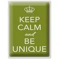 Femer GmbH Metallschild Spruch 30x40cm Keep Calm and be unique, (1 St), gewölbte Oberfläche, abgerundete Ecken, umgeschlagene Kanten