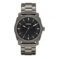 Fossil Machine Uhr für Herren, Quarzwerk mit Edelstahl- oder Lederarmband, Dunkelgrau, 42MM