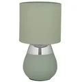 Relaxdays Tischlampe mit Stoffschirm Grün,Silber