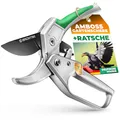 GRÜNTEK KONDOR Astschere Amboss Ratschen-Gartenschere 200 mm - SK5-Klinge, automatischer Ratschenmechanismus, Aluminium-Griffe, Präzisionsschliff für müheloses Äste Schneiden