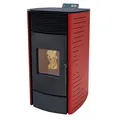 NEMAXX® Pelletofen P12 - Pelletheizung mit 13,6 kW – Pelletofen [HOHE HEIZLEISTUNG] – Pelletofen Elektrokamin Wi-Fi Ready – Pelletofen mit hoher Wärmeabgabe & Überhitzungsthermostat - Rot