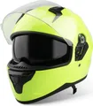 VINZ Kennet Integralhelm mit Sonnenblende | Motorrad Helm Vollvisierhelm Mopedhelm ECE 22.06 | Motorradhelm Full-Face Helme | für Damen & Herren | In Gr. XS-XXL - Fluor Gelb | M (57 - 58 cm)