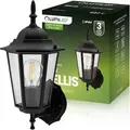 LUMILED Laterne Außenwandleuchte Vintage Aufwärts 230V Wandlampe Klassisch Schwarz Aluminium Glas IP44 E27 Fassung, Garten Outdoor Aussen - Schwarz