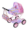 BABY Born Zapf Creation 828649 Deluxe Pram Puppenwagen mit Verstellbarer Griffhöhe und Wickeltasche, Puppenzubehör für Puppen Fast jeder Größe