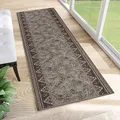 TAPISO Anti Rutsch Teppich Läufer rutschfest Brücke Meterware Oriental Floral Design Meliert Grau Rot Flur Küche Wohnzimmer 67 x 130 cm
