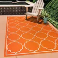 SANAT Outdoor Teppich Wetterfest - Für Innen- und Außenbereich - Wasserabweisend für Balkon, Terrasse, Garten, Küche, Bad oder Wohnzimmer - Orange, 60 x 110 cm