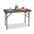 Relaxdays Gartentisch klappbar BASTIAN, rechteckig H x B x T: 74 x 121,5 x 61,5 cm, Metall, Kunststoff, Rattan-Optik, braun