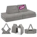 Linodino® Spielsofa Cord | Kindersofa aus Schaumstoff Bausteine - Spielsofa für Kinder & Kuschelecke im Kinderzimmer | Kindercouch | Oeko-TEX 100 Zertifiziert | Elefanten Grau