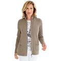 GOLDNER Strickjacke Herbstcardigan mit Reißverschluss Baumwolljacke mit Taschen, Stehkragen mit Kordel und Langarm beige 42