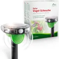 GARDIGO® Vogelabwehr: Solar Vogelscheuche | 60m² Taubenschreck | Bewegungsmelder | 3 Sounds | LED-Blitzlicht | Wetterfest IPX4 | Taubenabwehr. Spatzenabwehr, Vogelschreck | Krähen vertreiben