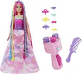 Barbie Dreamtopia, Puppe mit blonden und regenbogenfarbenen Haaren, Regenbogen-Haarverlängerungen mit Stylingwerkzeug zum Flechten der Haare, Haaraccessoires, als Geschenk geeignet,HNJ06
